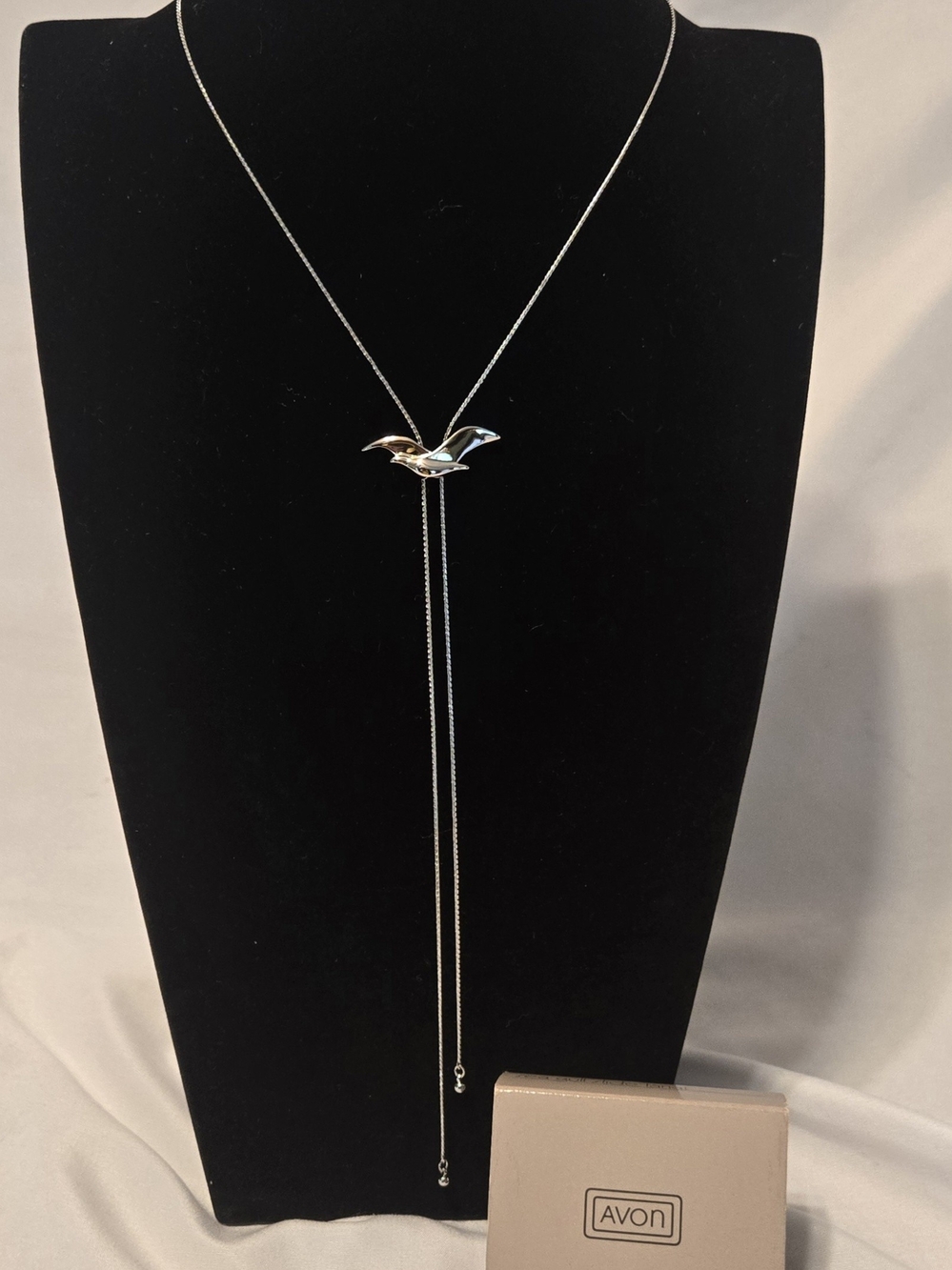 Avon Silver Seagull Drop Lariat Necklace